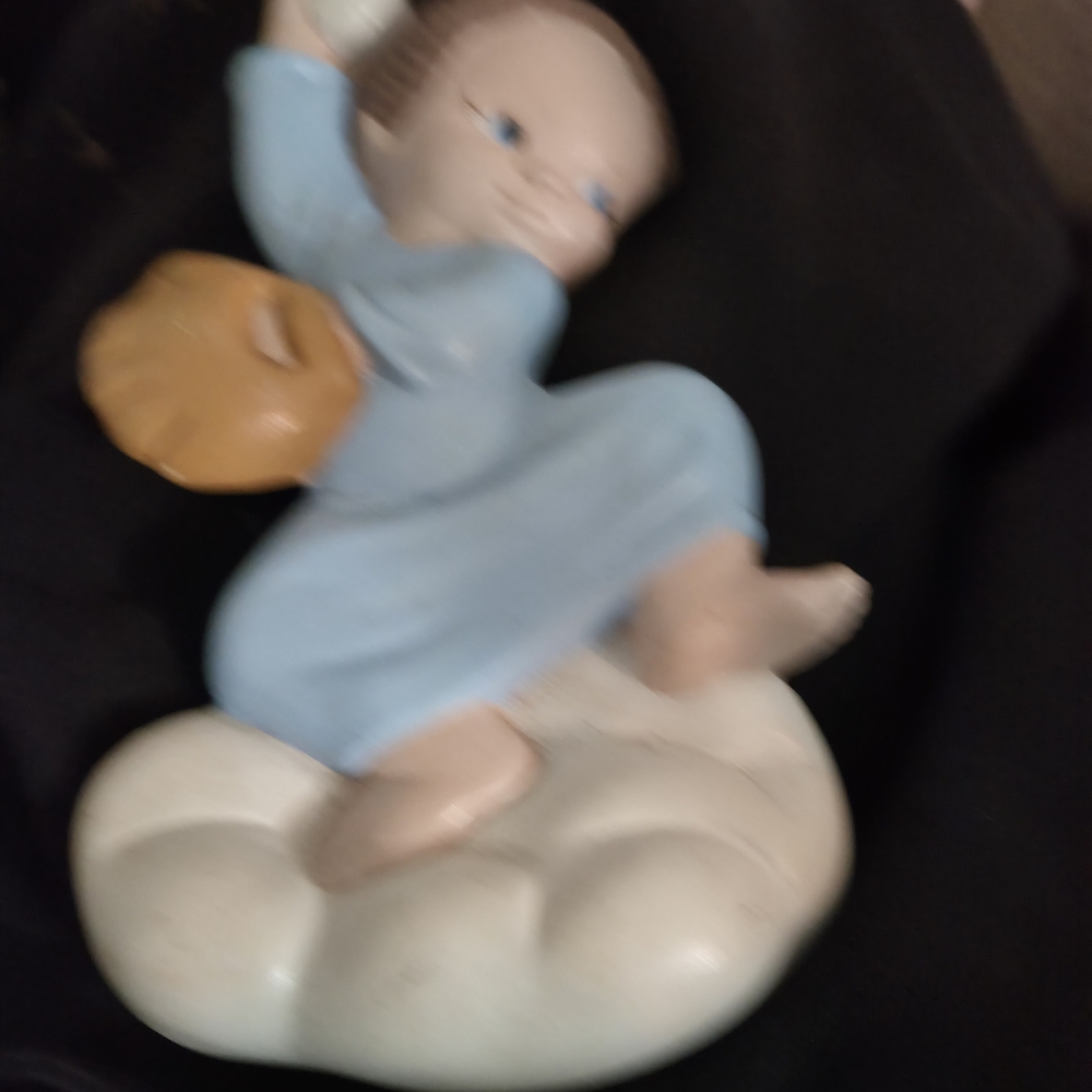 Ceramic 1979 Carisa Larry acameron Baby Playing Baseball Figurine